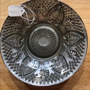 Hand Painted Vintage Glass Heart Dish